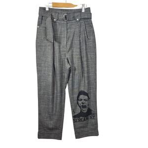 Pants-Trousers, high waist, baggy,  tailored trousers, gray